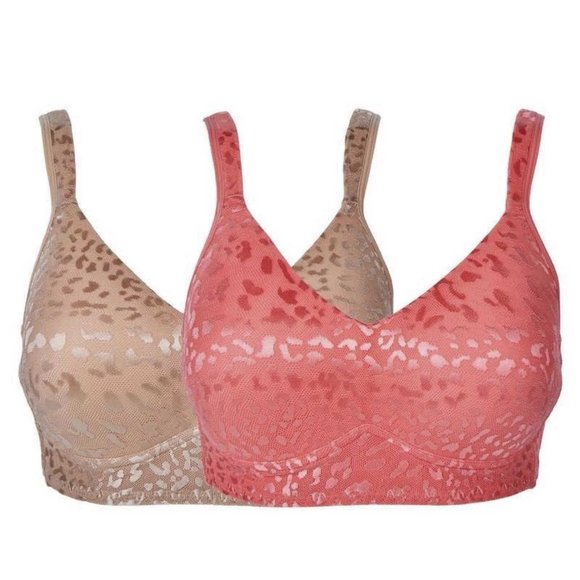 Rhonda Shear Jacquard Molded Cup Bra 2 Pack X LARGE  (RS-20) - Picture 4 of 7